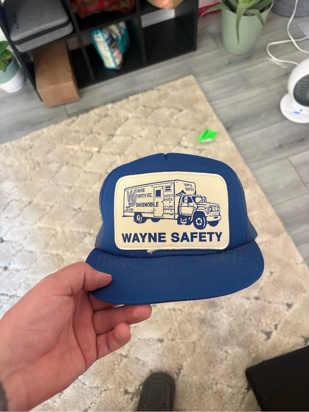 Vintage Wayne Safety Blue Trucker Hat